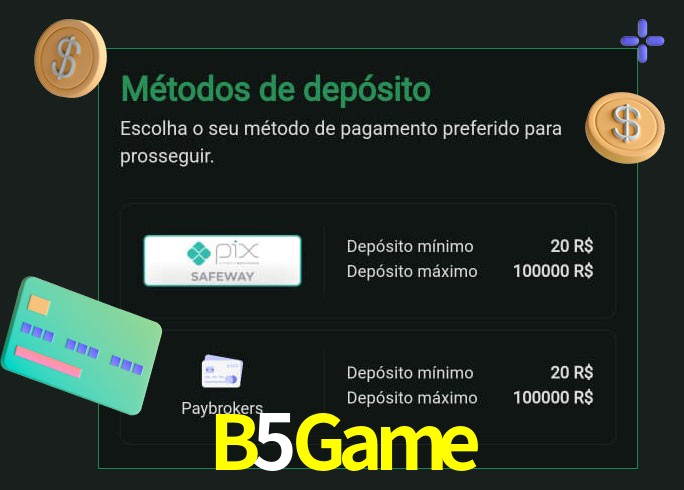 O cassino B5Game oferece uma grande variedade de métodos de pagamento